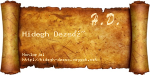 Hidegh Dezső névjegykártya